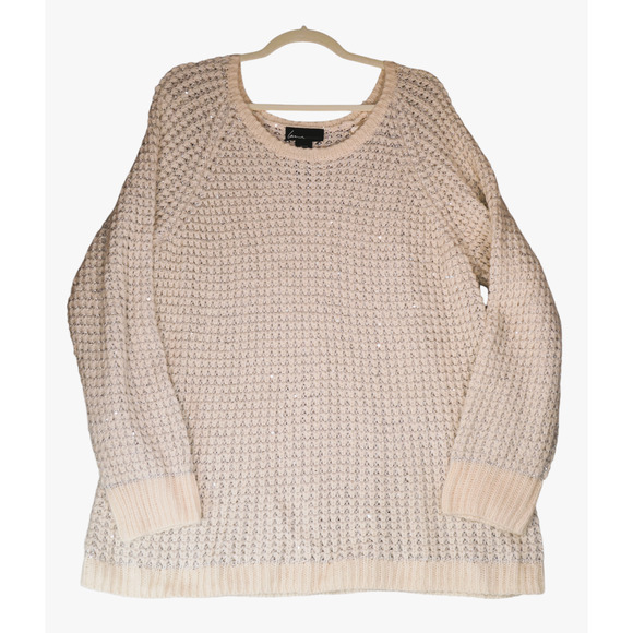 Lane Bryant Tunic Sweater Womens 18 20 Ivory Silver Metallic Wool Mohair Blend - Picture 1 of 10